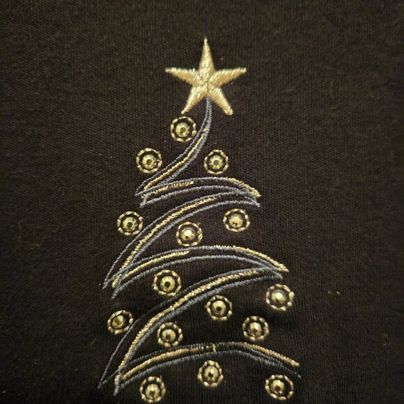 Women's black cotton/polyester long sleeved holiday t-shirt size XL - Picture 2 of 4